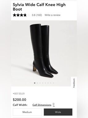 Sam Edelman Sylvia Black Knee-High Women's Leather Boots Wide Calf